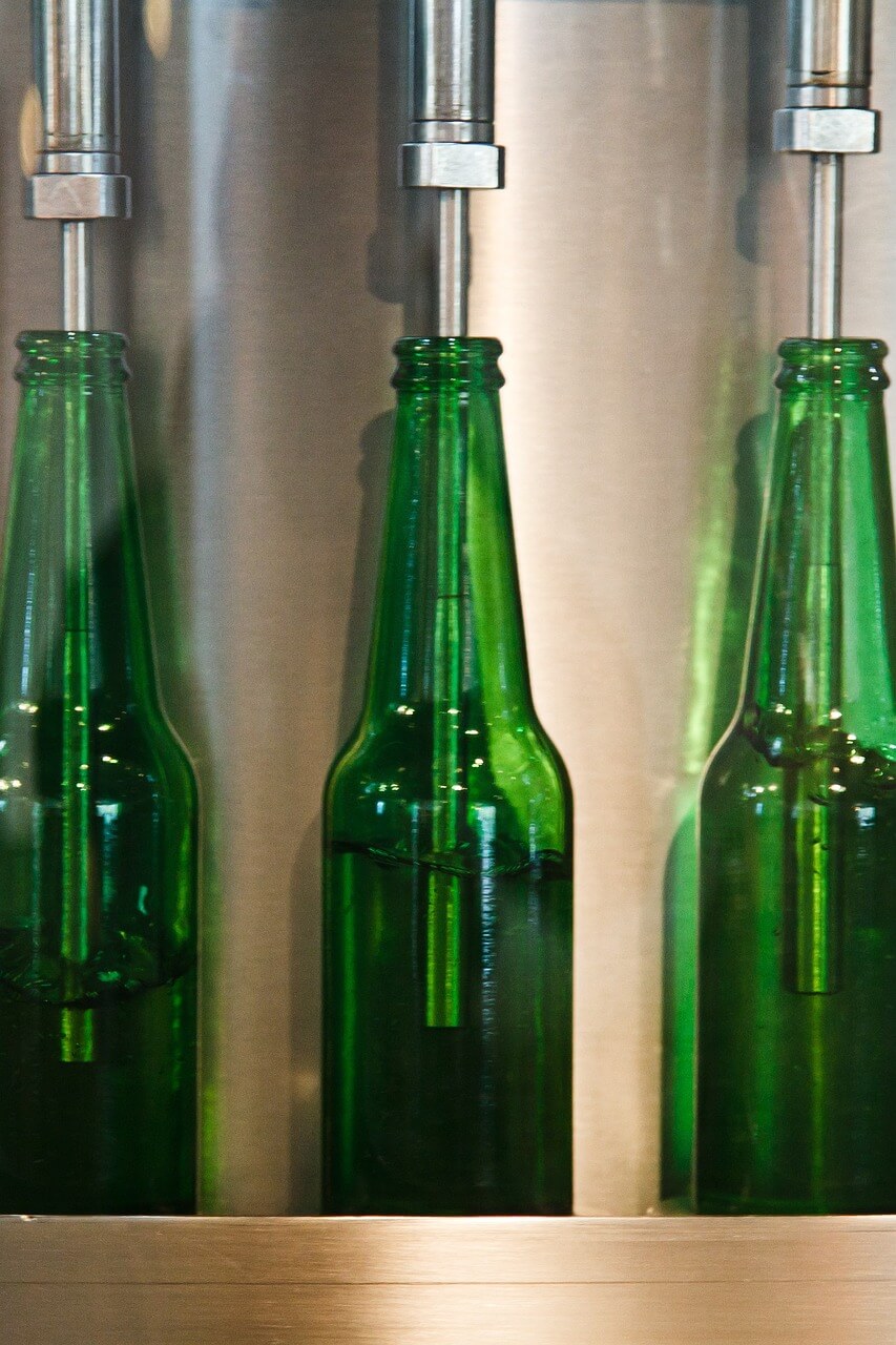 glass bottles being recycled